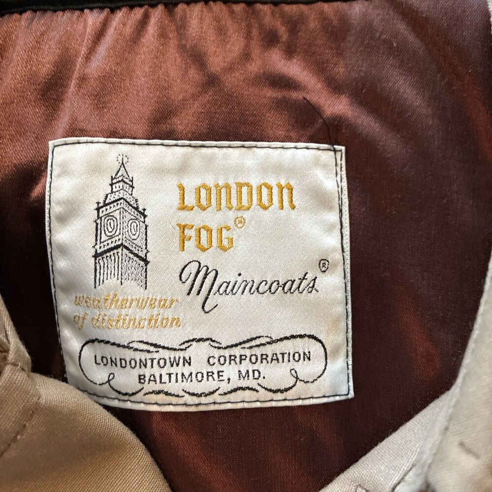 London Fog Vintage Men’s 42R Tan Lined Trench Coat Classic Winter Outerwear - Picture 2 of 5
